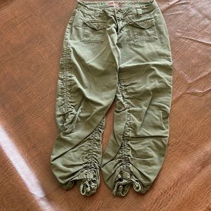 Kama Army green cotton leggings with ties on side